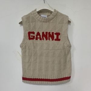 GANNI top letter round neck knitted vest slim vest